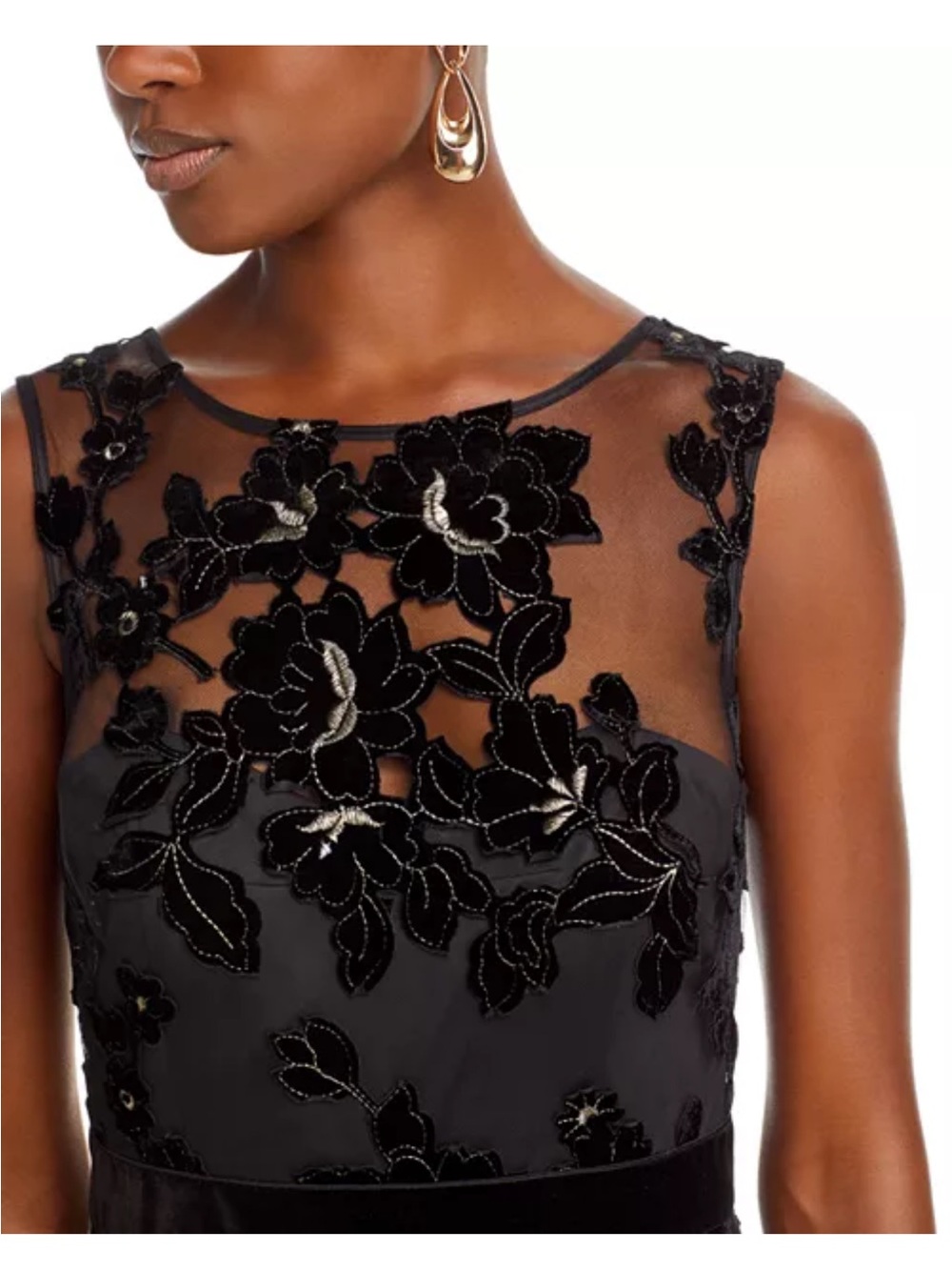 Eliza J Black Flocked Tulle Maxi Gown - Picture 2 of 6